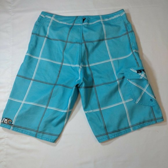 Rip Curl Blue White Chequered Board Shorts Size 32 - Picture 2 of 11